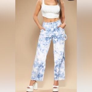 Boho Tie Dye Wide LegJeans cargo NWT! The perfect summer pant for the cool girl